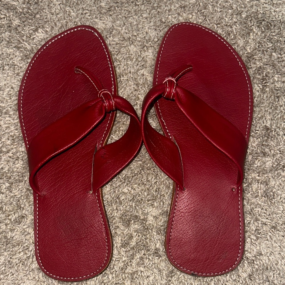 Gucci Red Leather Sandals